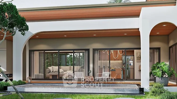 Luxurious modern home with spacious patio and elegant design