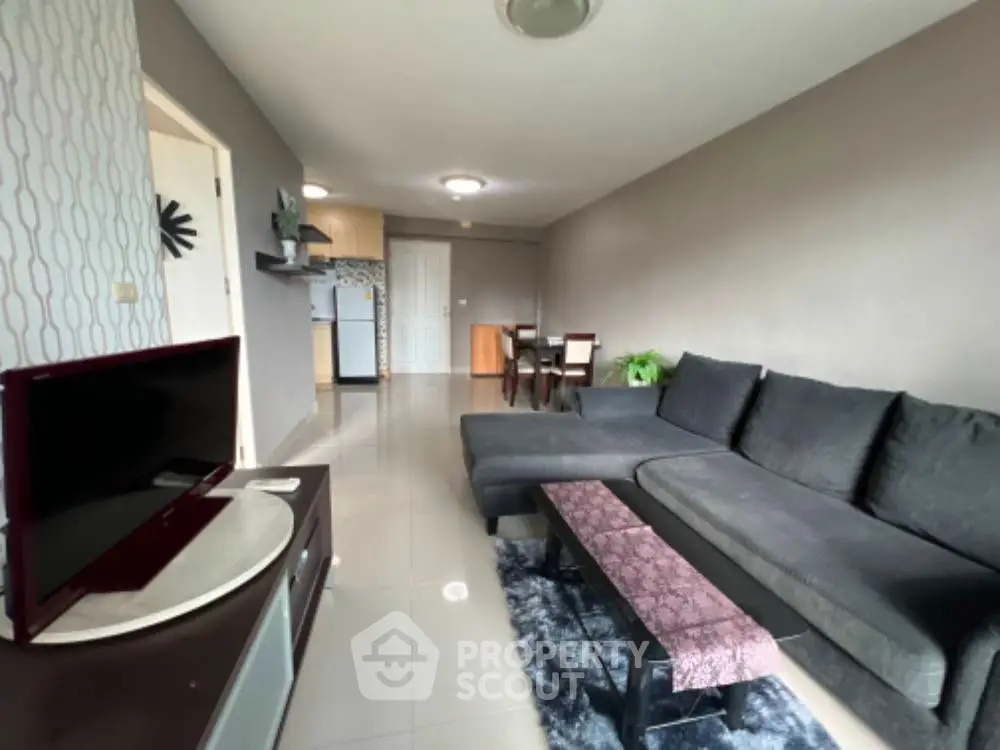 Modern living room with sleek furniture and stylish decor