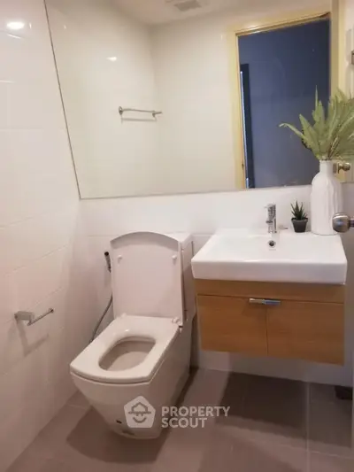 Modern bathroom with sleek fixtures and minimalist design