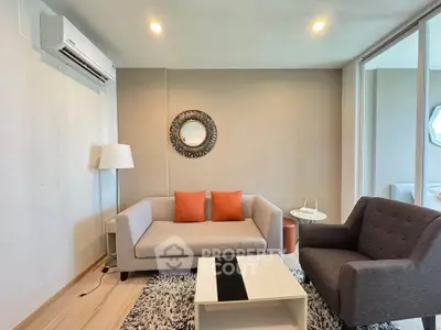 Modern living room with stylish furniture and cozy ambiance