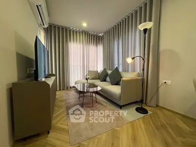 Modern living room with stylish decor and natural light