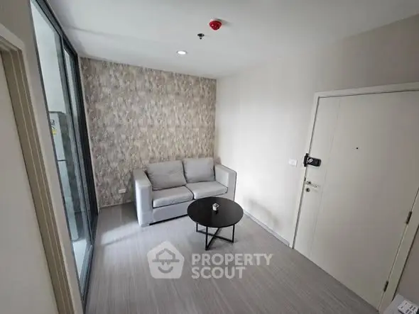 Modern living room with stylish decor and cozy seating area