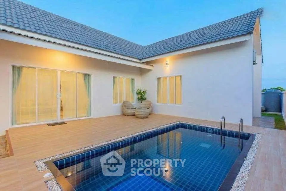 Modern villa with private pool and spacious patio, perfect for luxury living.