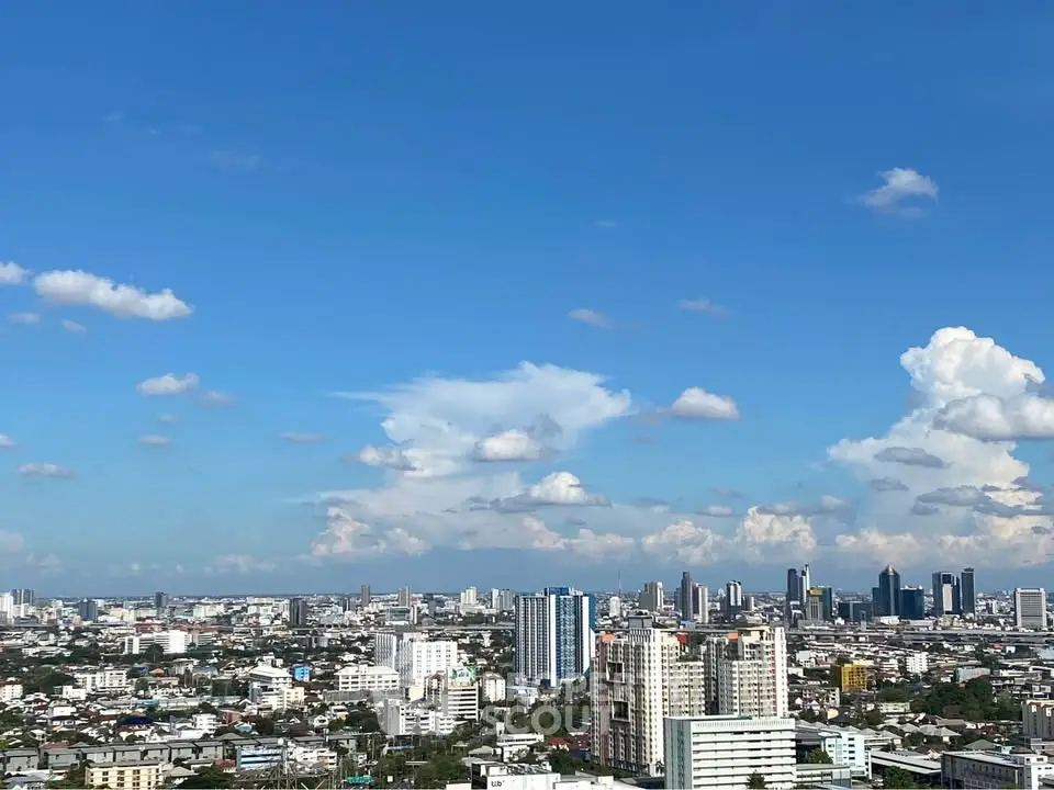 Stunning cityscape view with clear blue skies and modern skyline, perfect for urban living enthusiasts.