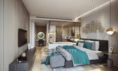 Luxurious modern bedroom with elegant decor and open layout