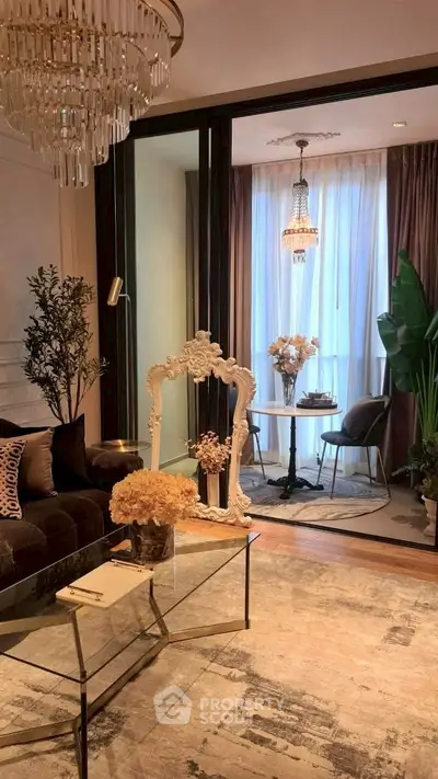 Luxurious living room with elegant decor and natural light