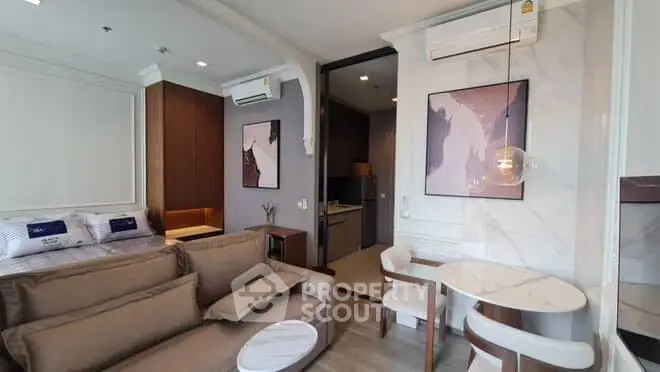 Modern studio apartment with stylish decor and open layout