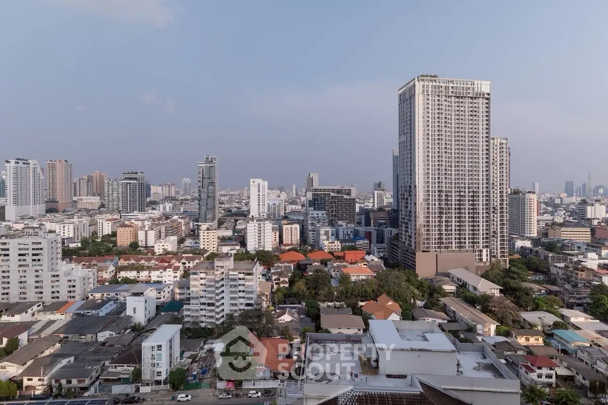 Stunning cityscape view showcasing modern high-rise buildings and urban skyline.