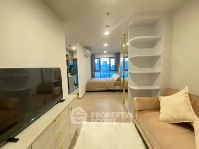 Modern studio apartment with open layout and city view