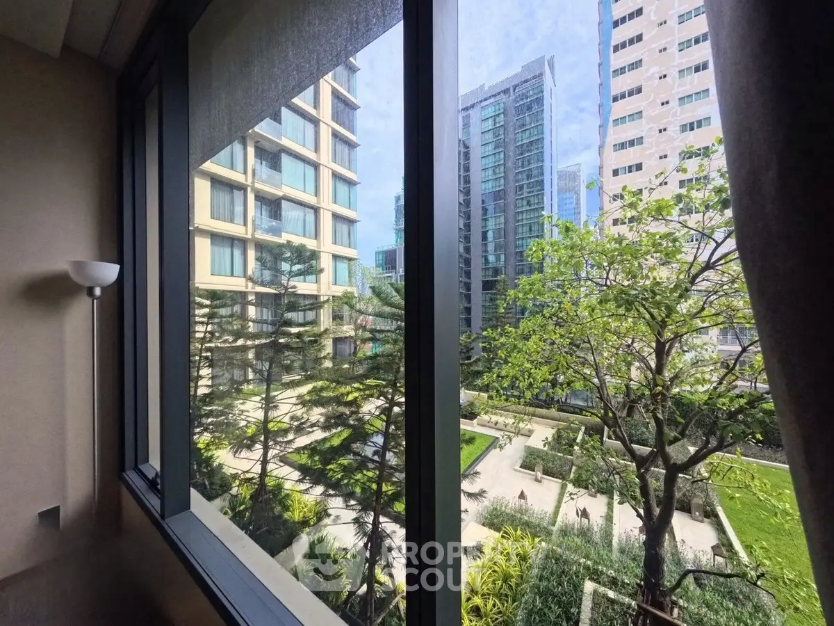 Stunning urban garden view from modern apartment window