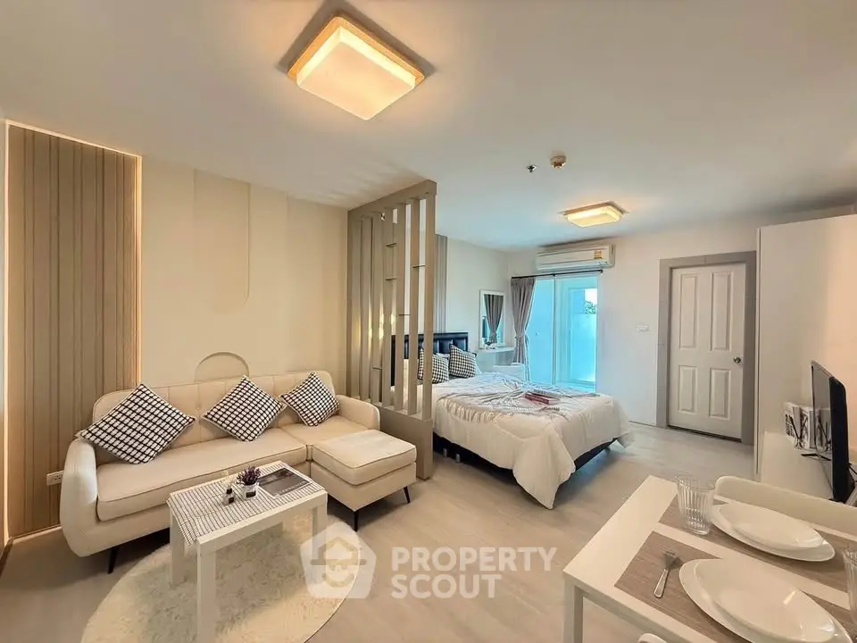 Modern studio apartment with stylish decor and open layout