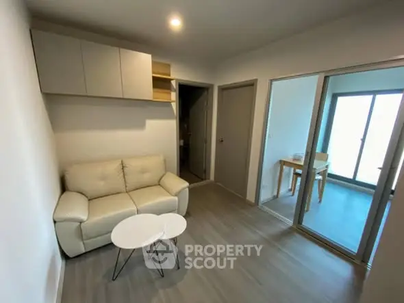 Modern living room with cozy sofa and sleek design