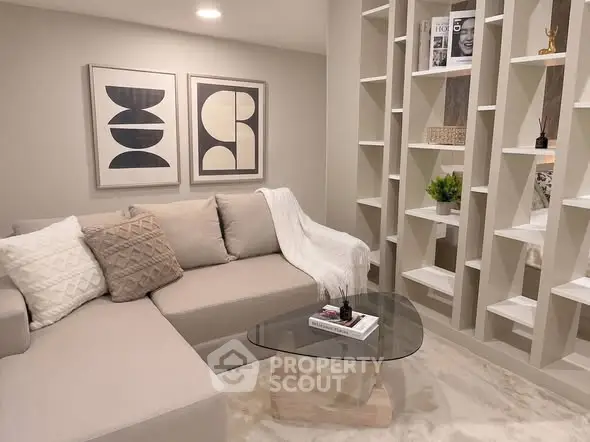 Stylish modern living room with cozy sectional sofa and elegant decor