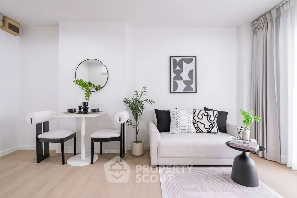 Modern living room with stylish decor and natural light