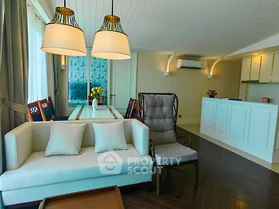 Elegant living room with modern decor and stylish lighting