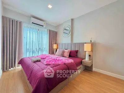 Cozy modern bedroom with stylish decor and natural light