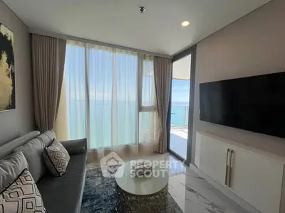 Luxurious living room with stunning ocean view and modern decor