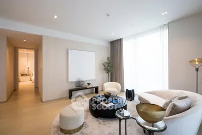 Luxurious modern living room with elegant furniture and natural light