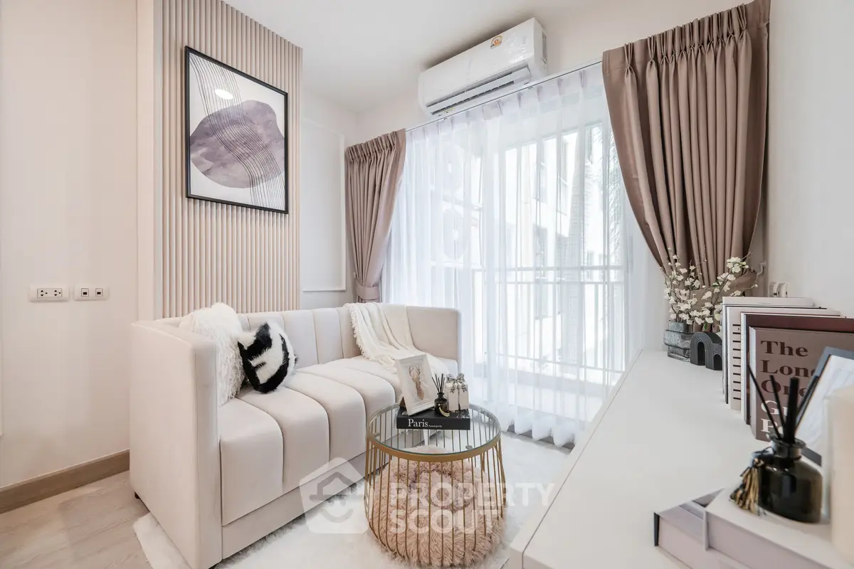 Chic modern living room with cozy sofa and elegant decor