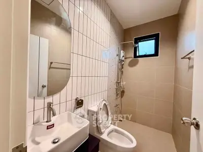Modern bathroom with sleek fixtures and contemporary design
