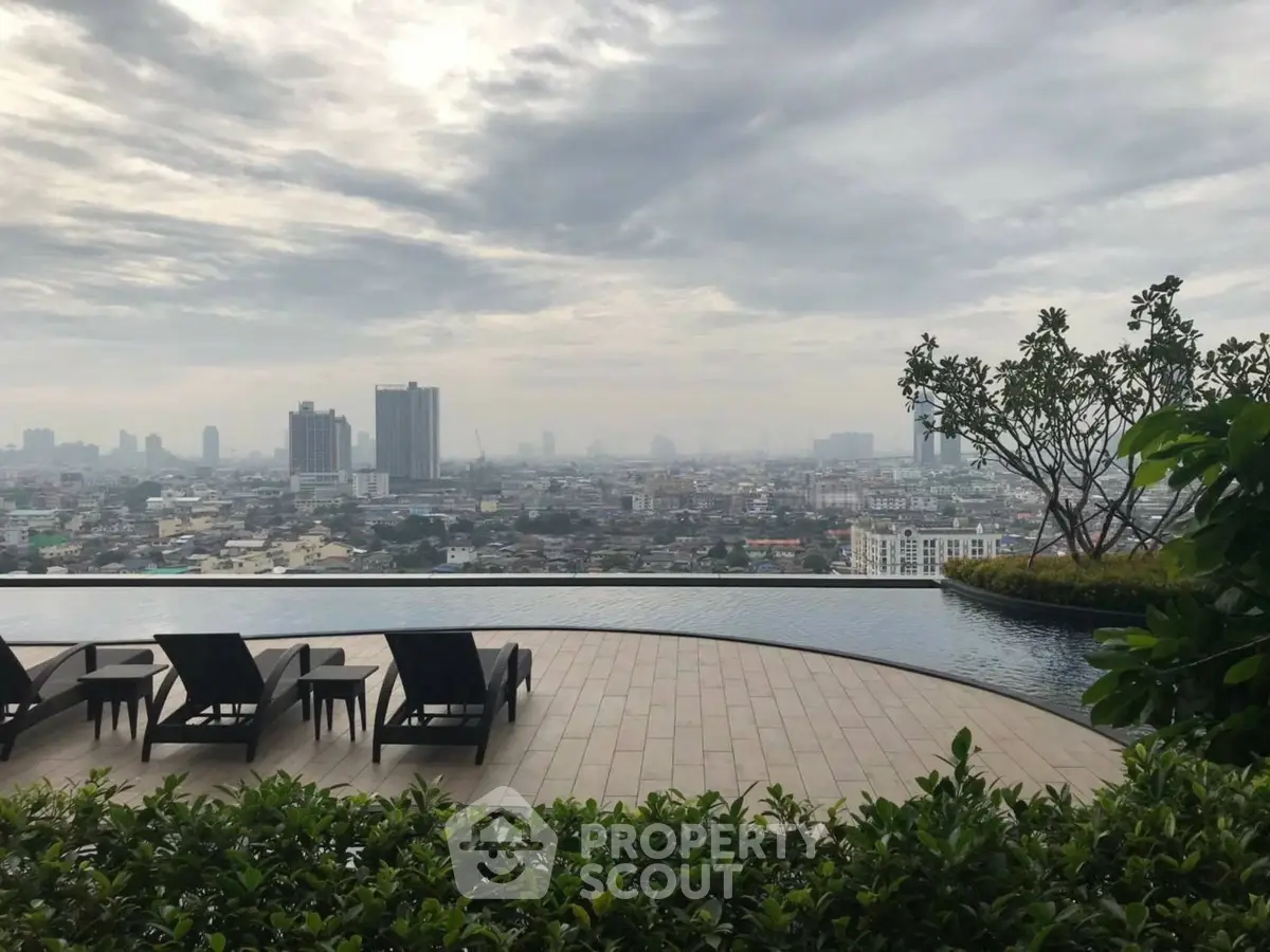 Stunning rooftop pool with panoramic city skyline view, perfect for luxury urban living.