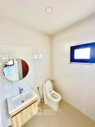 Modern bathroom with sleek fixtures and natural light