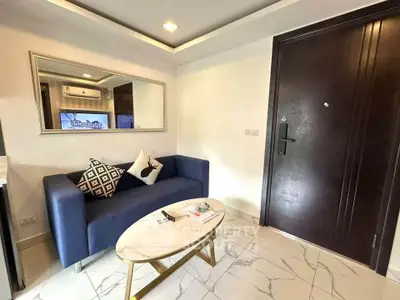 Modern living room with stylish sofa and elegant decor