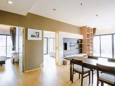 Spacious modern living room with open layout and natural light