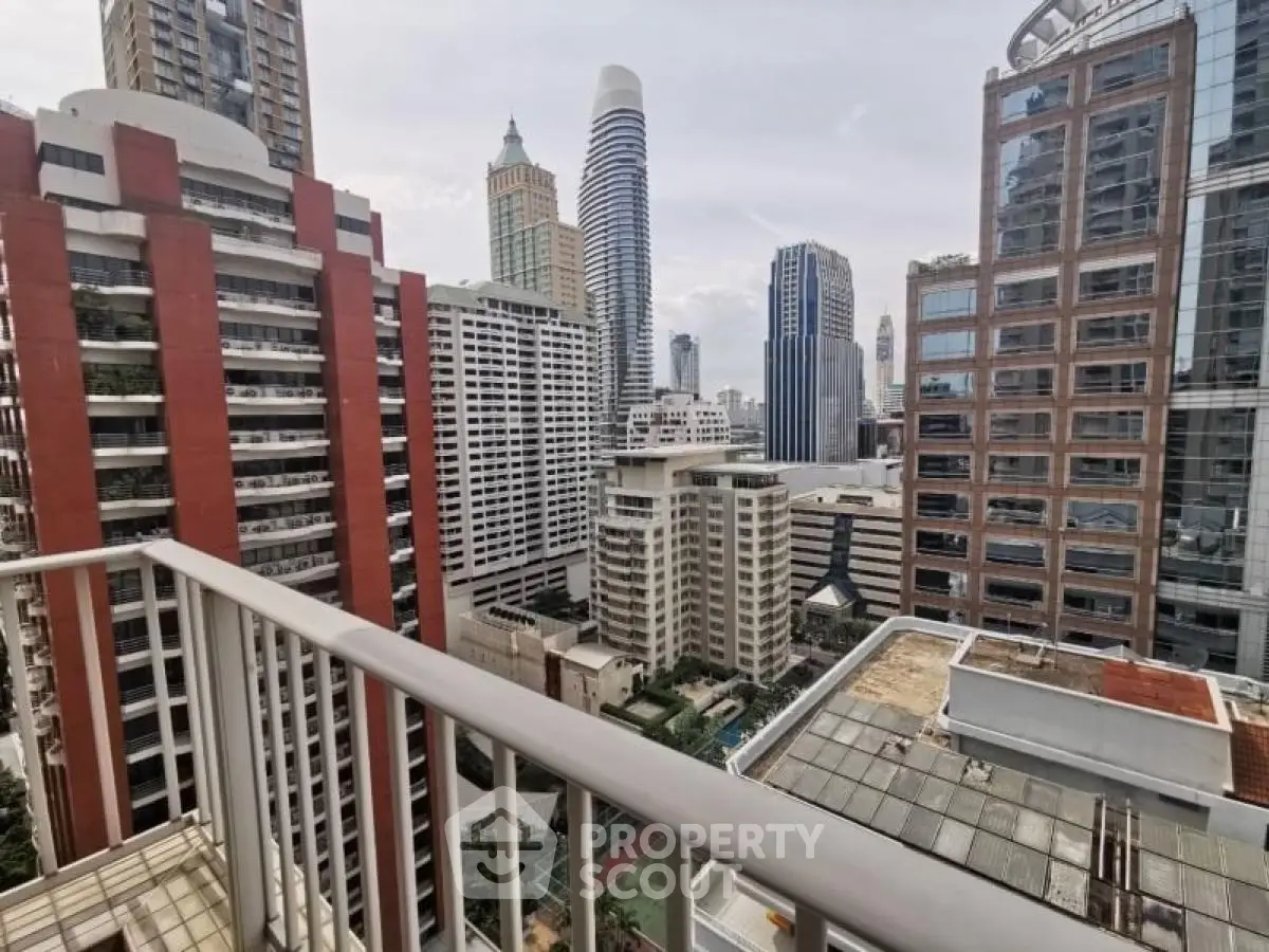 Stunning cityscape view from a high-rise balcony in urban setting