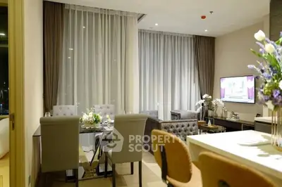 Luxurious modern living room with elegant dining area and stylish decor