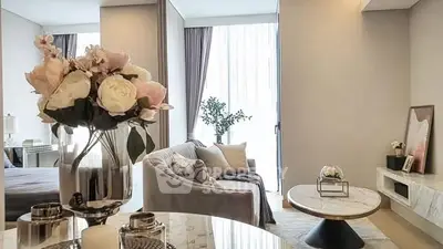 Elegant living room with modern decor and natural light