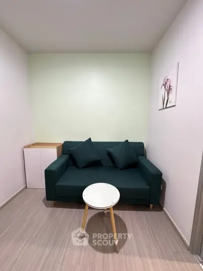 Cozy living room with modern sofa and minimalist decor