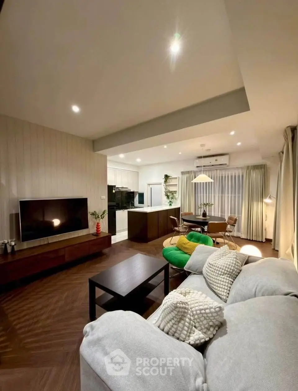 Modern living room with stylish decor and open layout