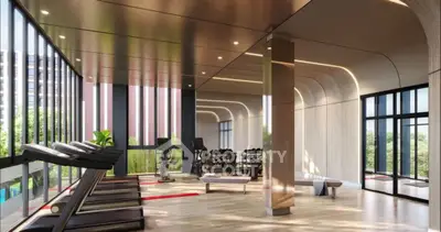 Luxurious modern gym with state-of-the-art equipment and panoramic windows