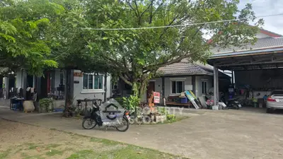 Charming suburban home with spacious driveway and lush greenery, perfect for family living.