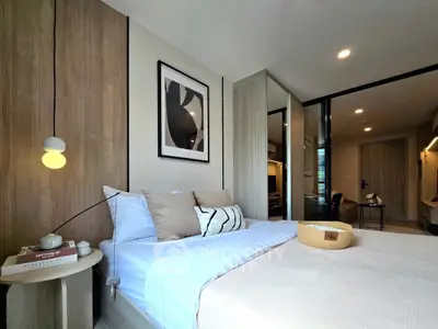 Modern bedroom with stylish decor and cozy ambiance