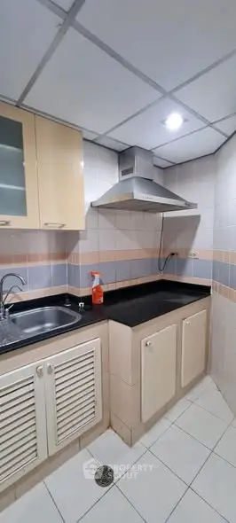 Modern kitchen with sleek cabinets and stainless steel range hood