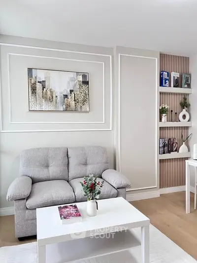 Stylish living room with modern decor and cozy sofa