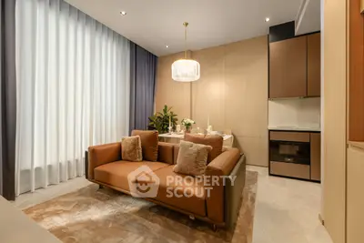 Elegant living room with modern decor and cozy seating area