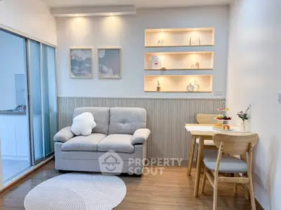 Charming modern living room with cozy sofa and stylish dining area