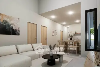 Modern living room with open layout and stylish decor