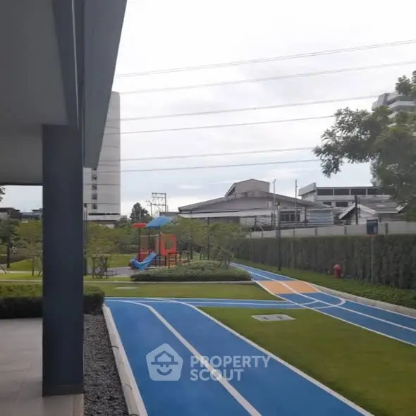 Modern residential complex with jogging track and playground