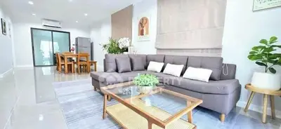 Spacious modern living room with stylish furniture and natural light