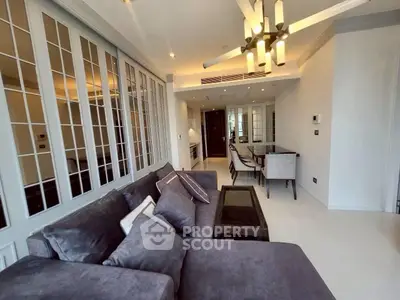 Luxurious modern living room with elegant decor and spacious seating area