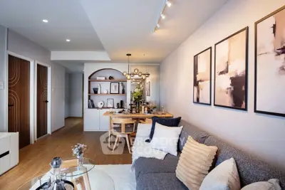 Stylish modern living room with elegant decor and cozy seating area