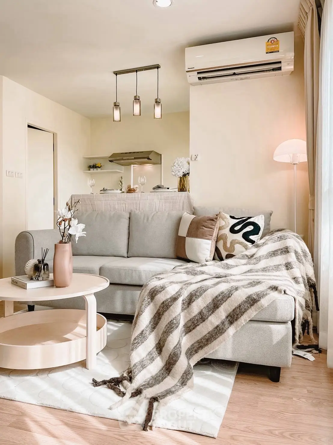 Stylish living room with cozy sofa and modern decor