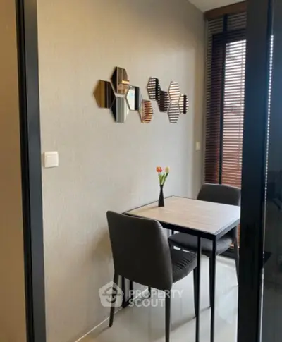 Chic dining nook with modern decor and natural light