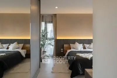 Modern bedroom with cozy lighting and stylish decor