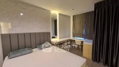 Modern bedroom with stylish decor and cozy ambiance