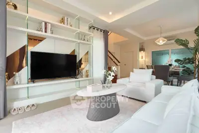 Luxurious modern living room with elegant decor and spacious layout